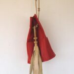 Scarlet red large bucket bag (side view)
