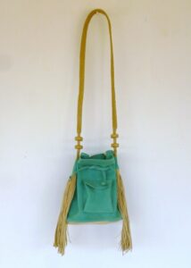 Emerald green small bucket bag